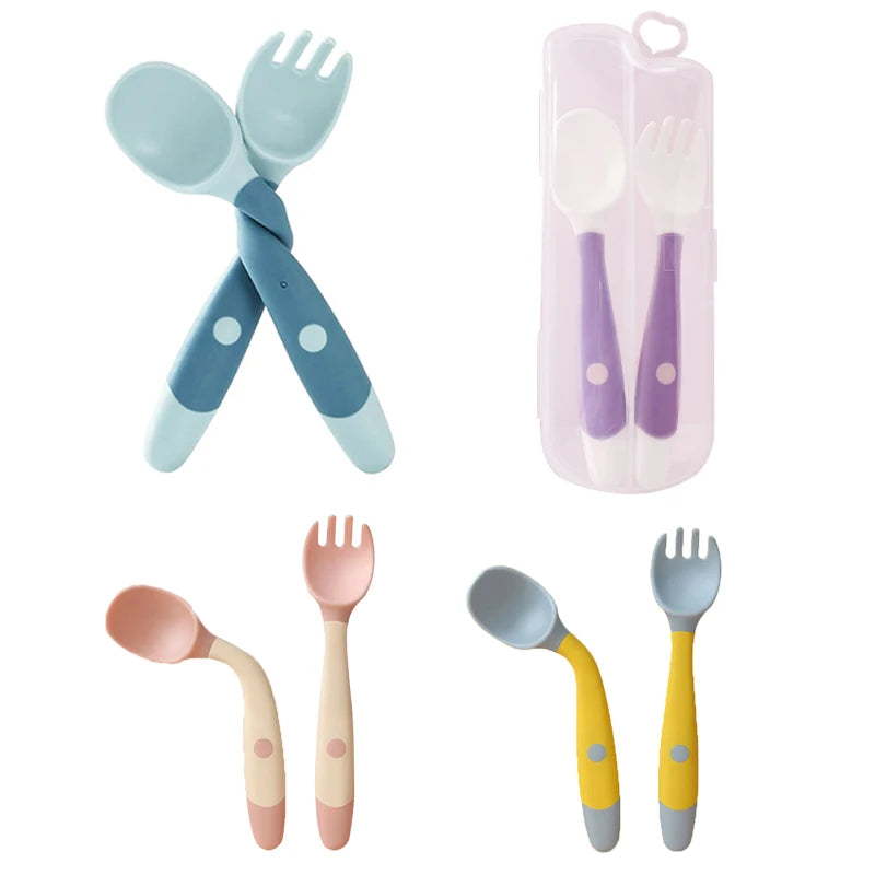 Silicone Spoon Fork Set For Baby