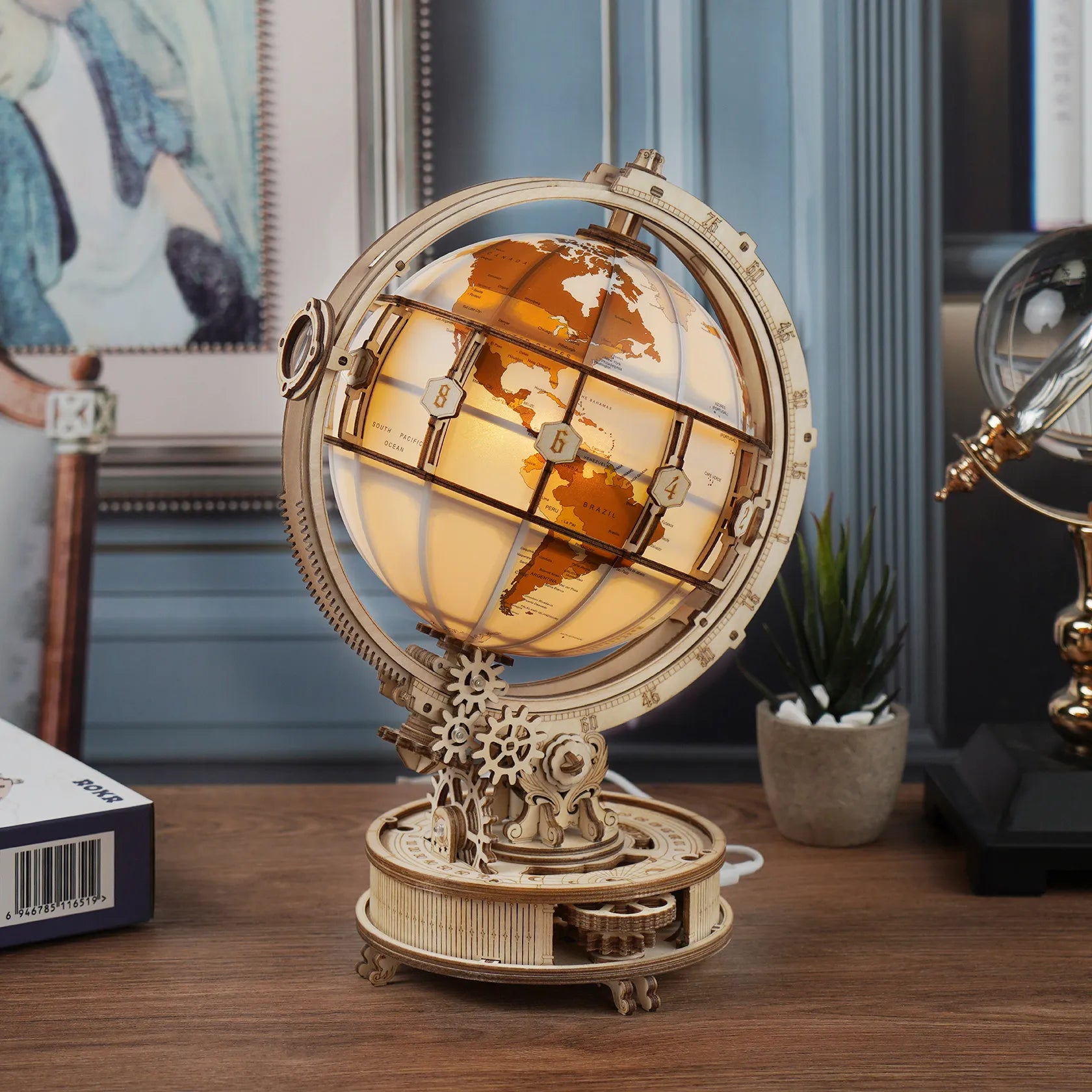 Wooden Globe Lamp Puzzle