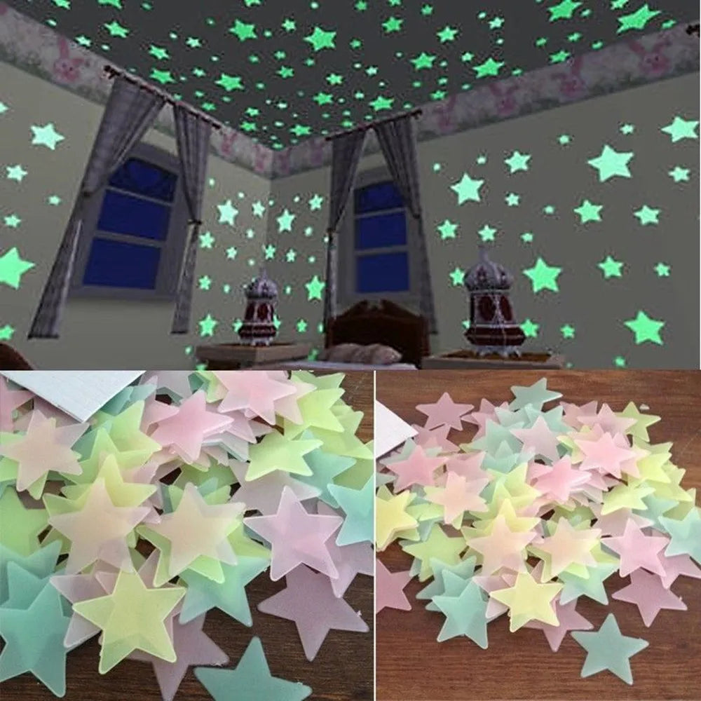 100pcs Glow Stars Wall Stickers