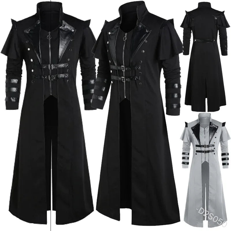 Black Gothic Armor Long Coat