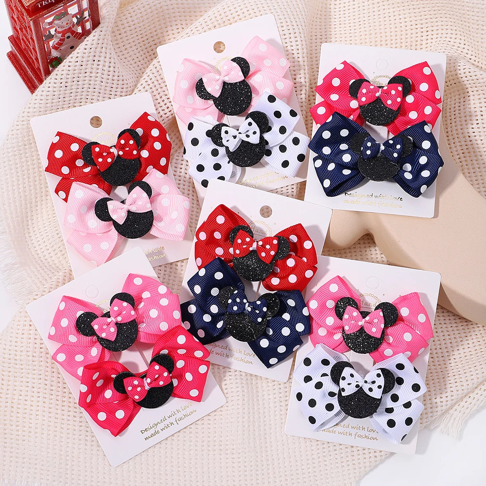 2pcs/Set Grils Bow Hair Clips